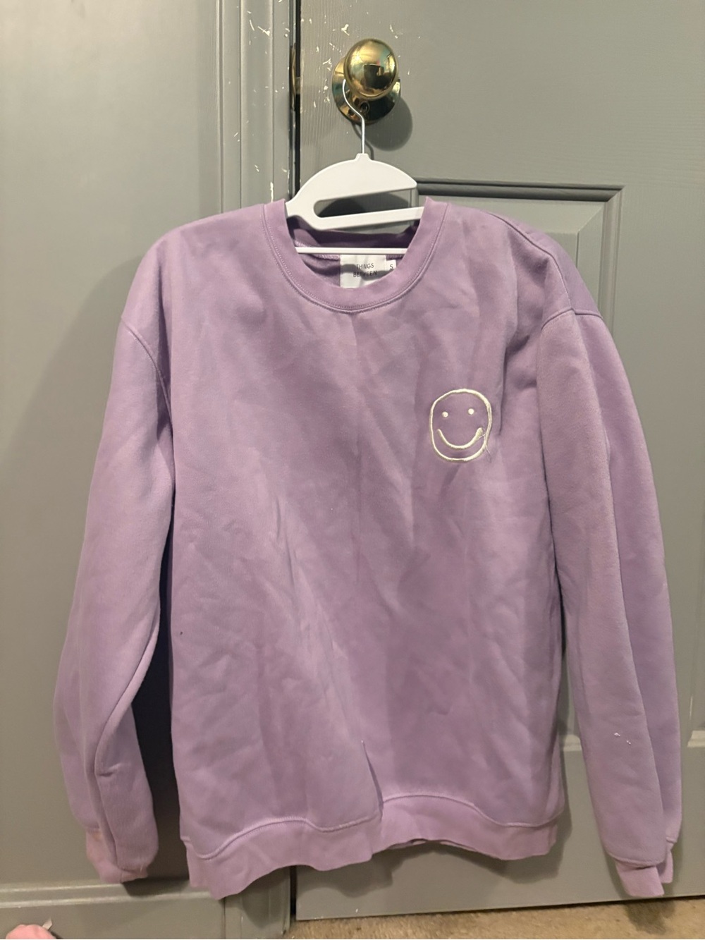 Lavender Smiley Face Crewneck Sweatshirt